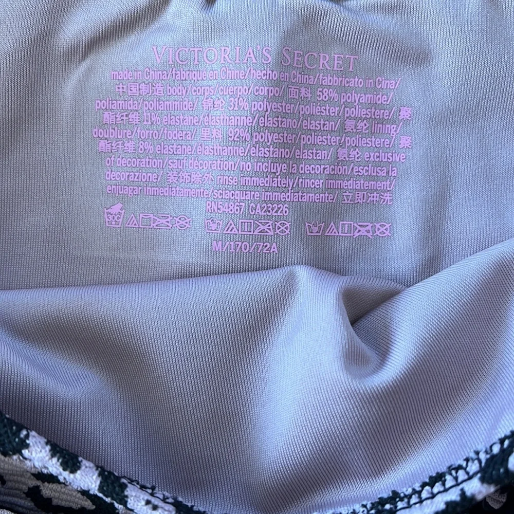 Victoria’s Secret Black and Dusty Pink Leopard Print Swim Bottoms | M